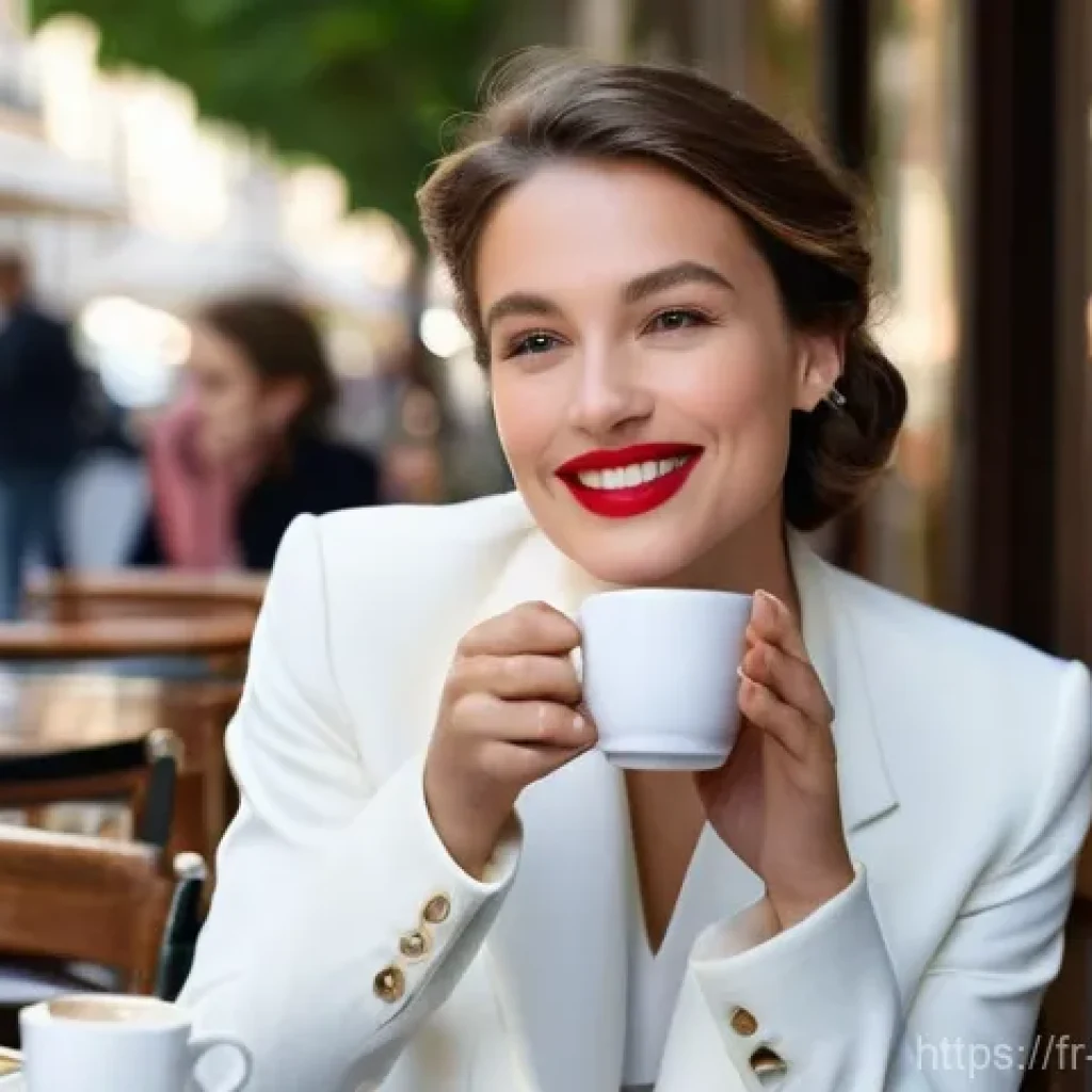 키스프루프 립 틴트 비교 - **Prompt:** An elegant and confident French woman, in her late 20s to early 30s, is seated at a chic...