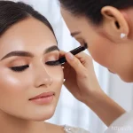 Home 12 웨딩 메이크업용 고급 파우더 추천 - **Prompt 1: Bridal Makeup Moment**
A close-up, high-resolution image of a professional makeup ar...