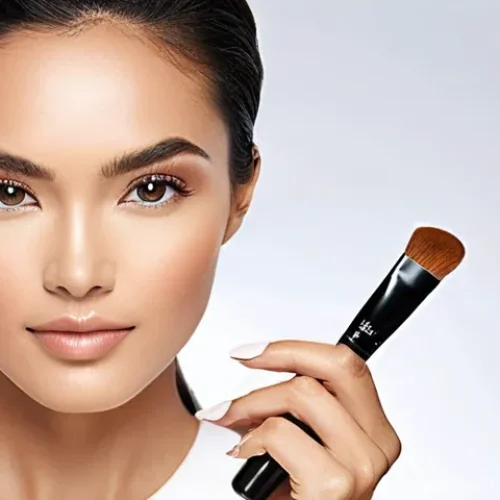 Home 21 브러쉬와 뷰티 스펀지의 차이 - **Prompt 1: Precise Foundation Application with a Synthetic Brush**
"A sophisticated woman in he...