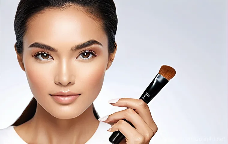 브러쉬와 뷰티 스펀지의 차이 - **Prompt 1: Precise Foundation Application with a Synthetic Brush**
"A sophisticated woman in he...