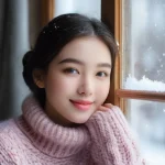 Home 8 겨울철 립밤 겸 립스틱 추천 - **Prompt: "A close-up portrait of a young woman, late teens to early twenties, with a warm and gentl...