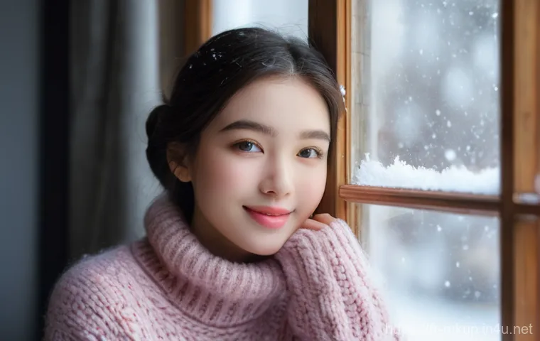 겨울철 립밤 겸 립스틱 추천 - **Prompt: "A close-up portrait of a young woman, late teens to early twenties, with a warm and gentl...