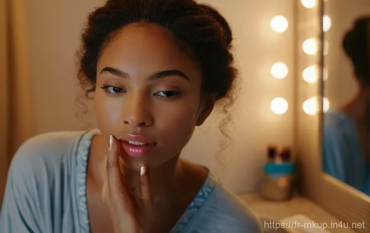 겨울철 립밤 겸 립스틱 추천 - **Prompt: "An ultra close-up shot focusing on the lips of a young person, showcasing a 'gelée gourma...